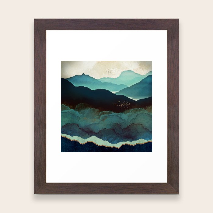 Indigo Mountains Framed Art Print by spacefrogdesigns Society6