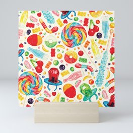 Candy Pattern - White Mini Art Print