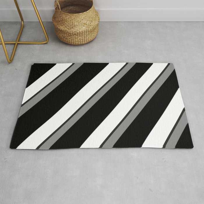 White and Gray Stripes Rug