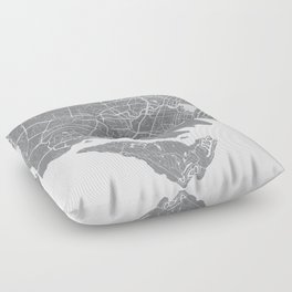 Singapore City Map - Grey Floor Pillow