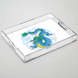 Blue Dragon with pearl Acrylic Tray