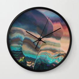 Northern light passing thru Wall Clock | Texture, Shimmer, Colorwave, Liquid, Digital, Painting, Abstract, Tiedye, Flow, Stripes 