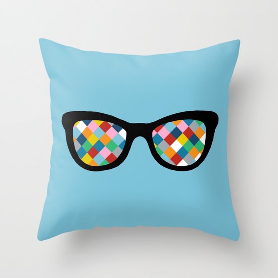 Diamond Eyes on Blue Throw Pillow