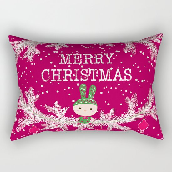 Christmas. Crimson background. Rectangular Pillow