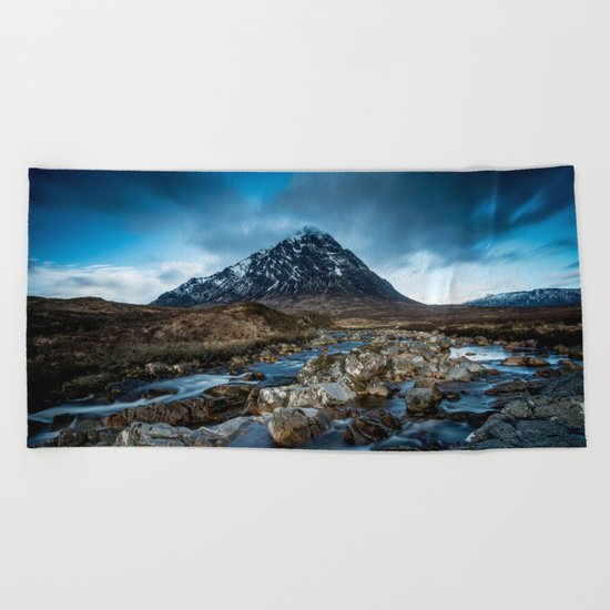 Mountain ice clouds blue Beach Towel