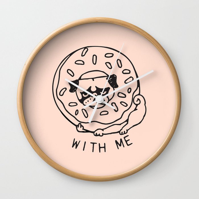 Donut Pug with Me Wall Clock