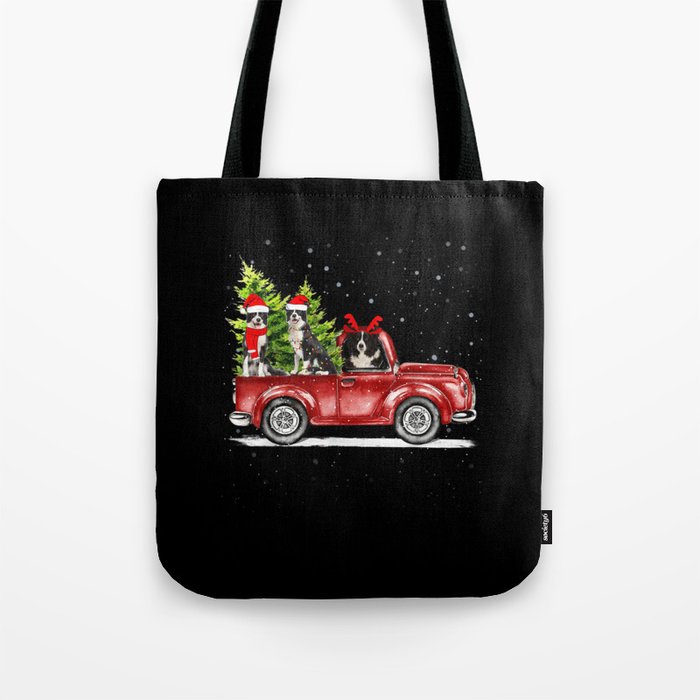Border Collie Ride Red Truck Tote Bag