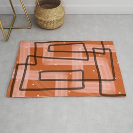 Umber line art abstract Area & Throw Rug