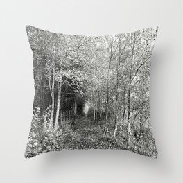 Scottish Highlands Summer Nature Walk in Black and White Throw Pillow