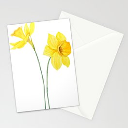 two botanical yellow daffodils watercolor Stationery Card