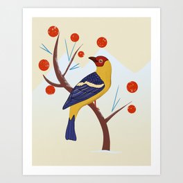 Tanager in winter Art Print