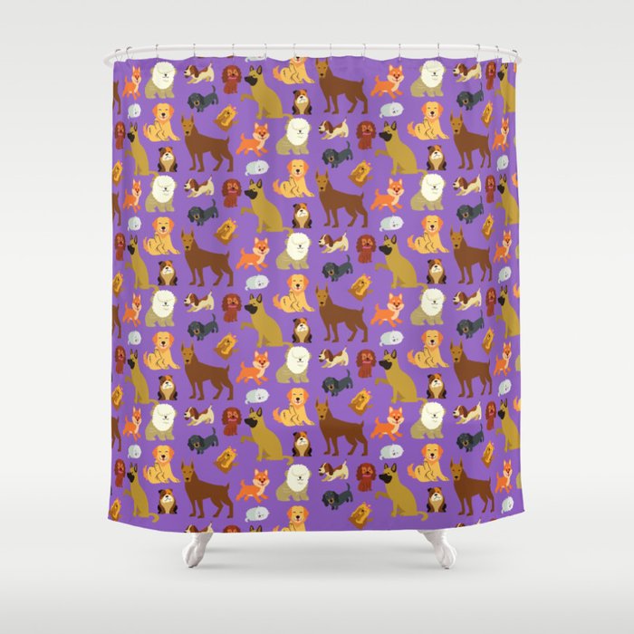 dogs on purple Shower Curtain
