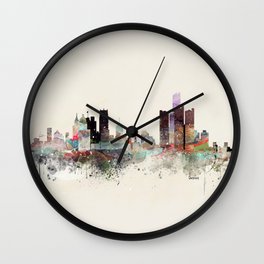 detroit michigan skyline Wall Clock