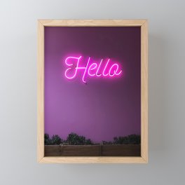 Hello Pink Neon Sign Framed Mini Art Print
