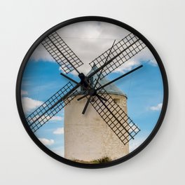 Spain Photography - Ancient Windmill On A Dry Field Wall Clock