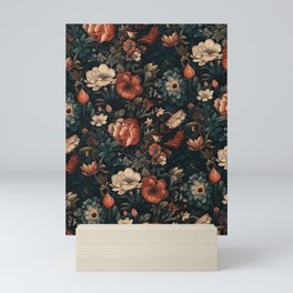 Vintage Aesthetic Beautiful Flowers, Nature Art, Dark Cottagecore Plant Collage - Flower Mini Art Print