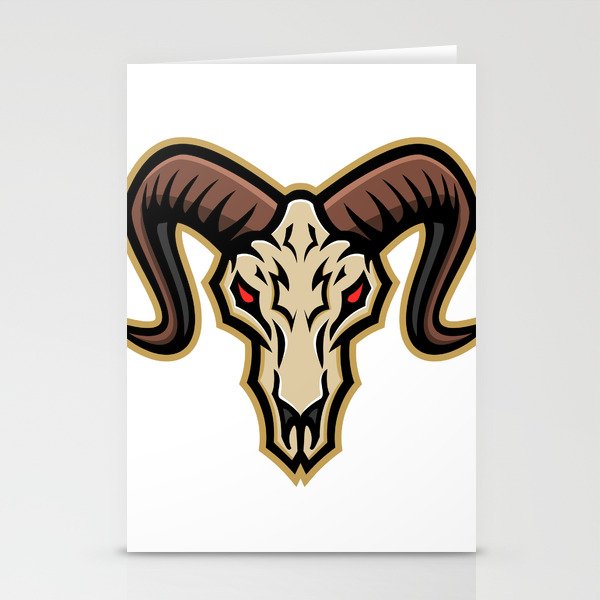 Bighorn Sheep Skull Mascot Stationery Cards