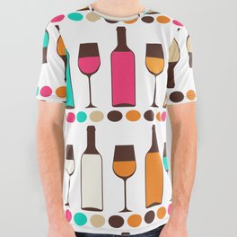 bottles of wine Retro color All Over Graphic Tee