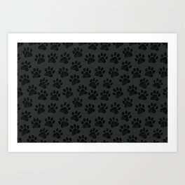Dark Paws doodle seamless pattern. Digital Illustration Background. Art Print