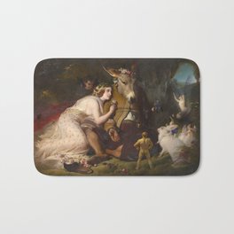 Scene from A Midsummer Night's Dream. Titania and Bottom by Edwin Henry Landseer (1848) Bath Mat | Oil, Dream, Vintage, Nights, Old, History, Bottom, Historic, Landseer, Titania 