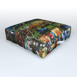 Paris Cafes and Opera House, Autumn, France landscape painting Outdoor Floor Cushion