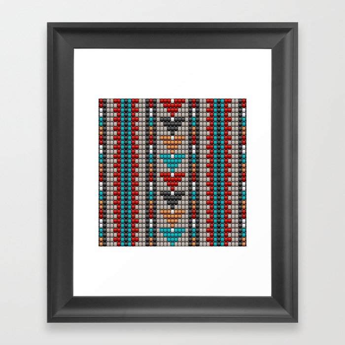 Stitched colorful aztec motif pattern Framed Art Print