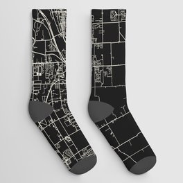 Joliet, USA - black and white city map Socks