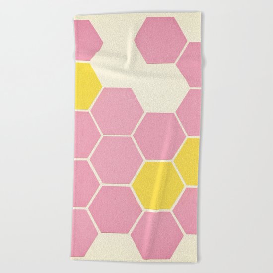 Pink Honeycomb Beach Towel