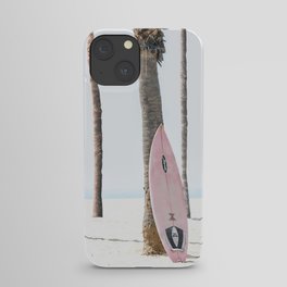 Pastel Pink Surfboard at Beach iPhone Case