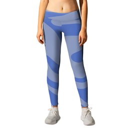 Mod Swirl Retro Abstract Pattern Blue Leggings