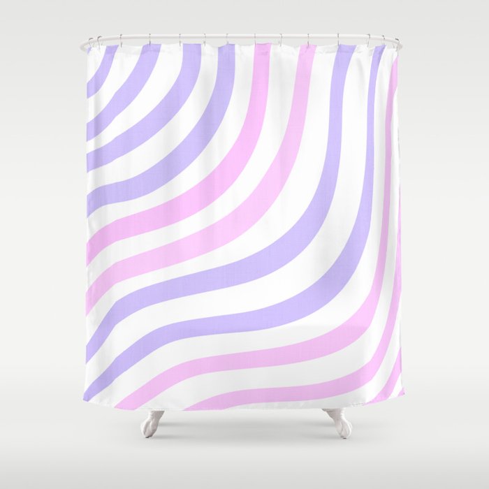Pastel Purple and Pink Wavy Stripes Shower Curtain