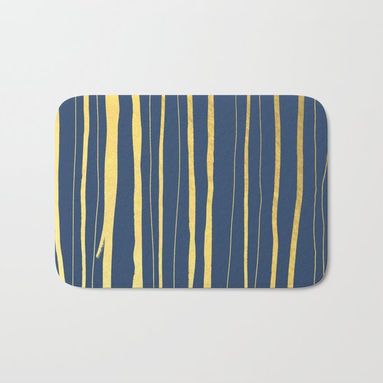 Vertical Living Navy and Gold Bath Mat