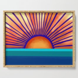 Sunrise with Ocean Lines Design Serving Tray