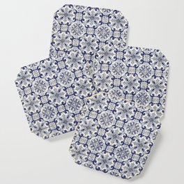 Portuguese tiles pattern blue Coaster