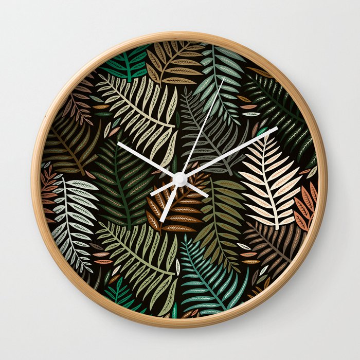 Palm Pattern – Khaki Green Wall Clock