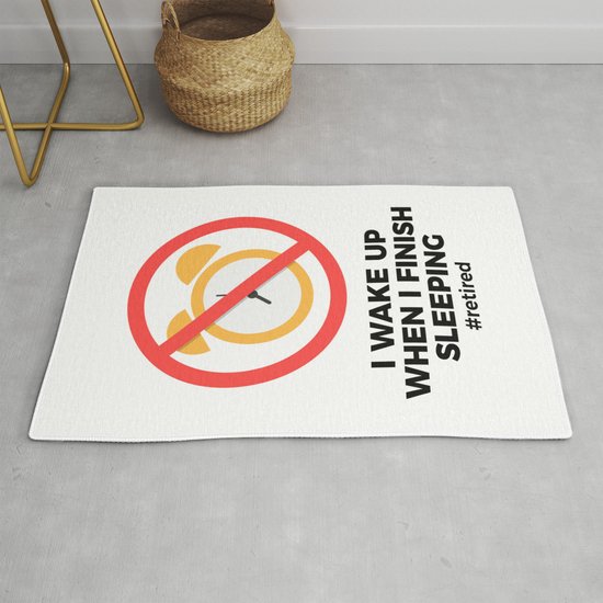 Retired No Alarm Clock Retirement Funny Rug By Art Iculate