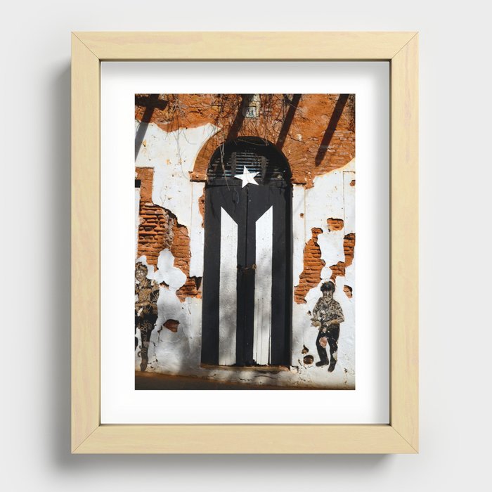 Puerto Rico Black flag Recessed Framed Print