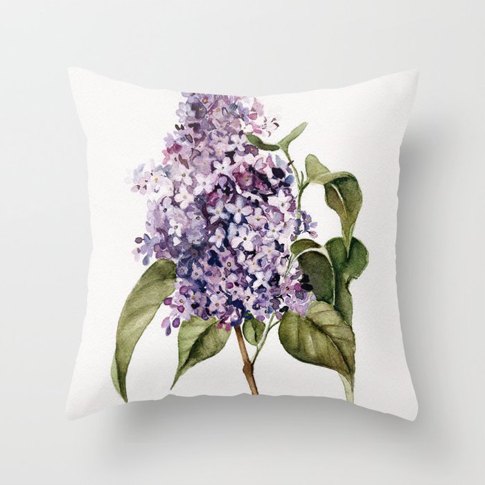 Lilac Branch Throw Pillow