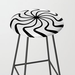 Mid Century Abstract Liquid Lines Pattern - Black and white Bar Stool