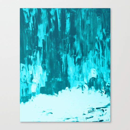 Bright Blue Snow Nights with Icicles Canvas Print
