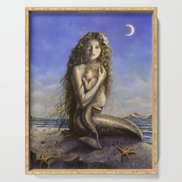 Mermaid and Child II by David Delamare Serving Tray