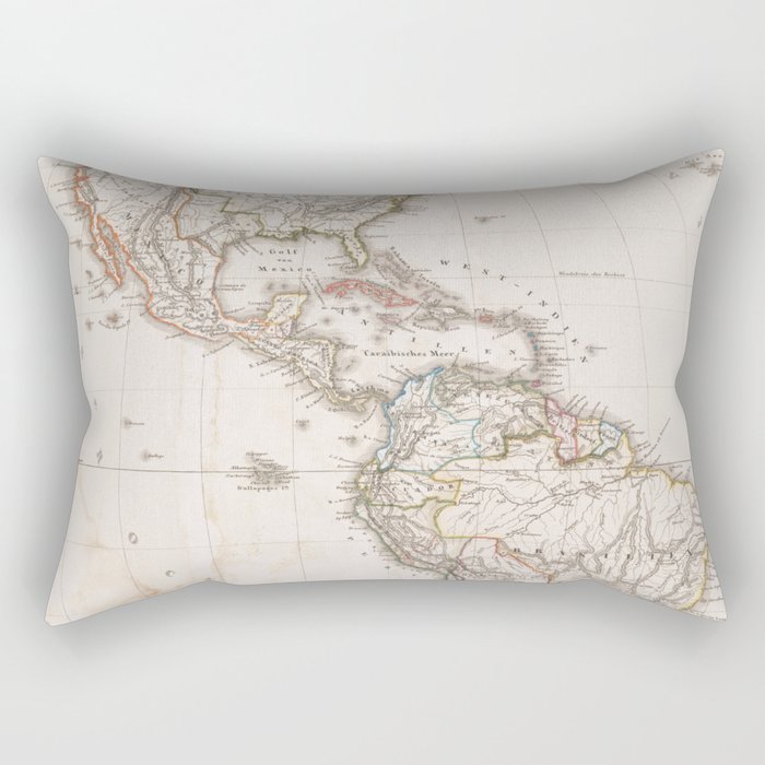 Vintage Map of North and South America (1843) Rectangular Pillow