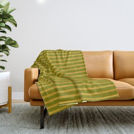 [ Thumbnail: Goldenrod & Green Colored Striped Pattern Throw Blanket ]