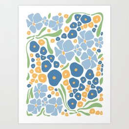 Blue and Yellow Flowers Art Print