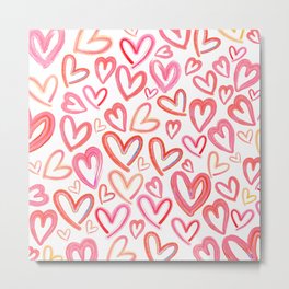 Preppy Room Decor - Lots of Love Hearts Collage on White Metal Print