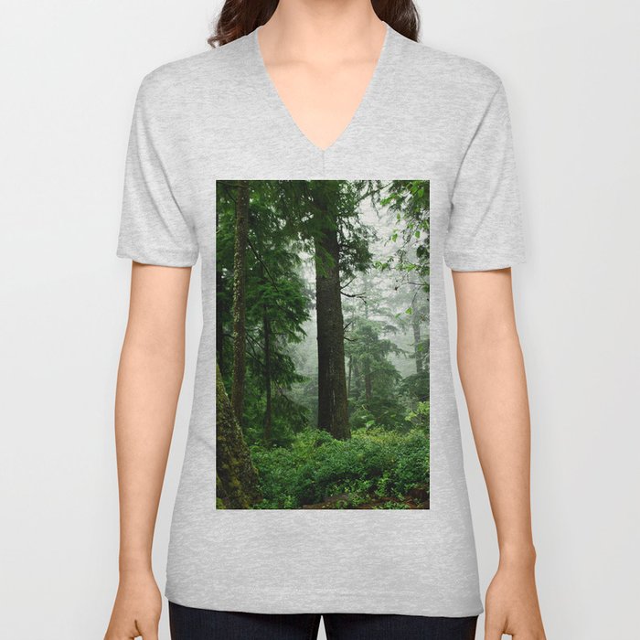 Light Fog in the Dense Forest V Neck T Shirt