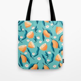 Seamless pattern with hand drawn lemons on blue background VECTOR Tote Bag