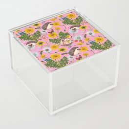 Dandelion Flowers with hedgehogs - pink Acrylic Box