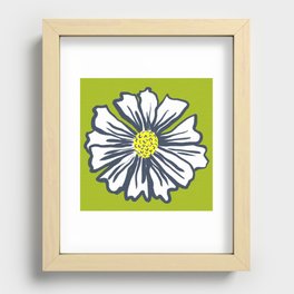Mid-Century Modern Spring Daisy Flower Green Recessed Framed Print