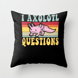 Retro Axolotl Questions Fish Cartoon Cute Axolotl Throw Pillow